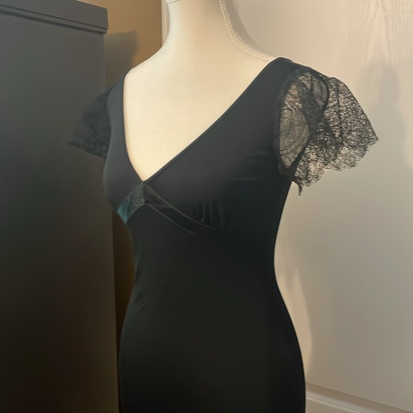 VERSACE JEANS Vintage 90’s Little Black Dress Elegant Midi Lace bombshell - Picture 2 of 7